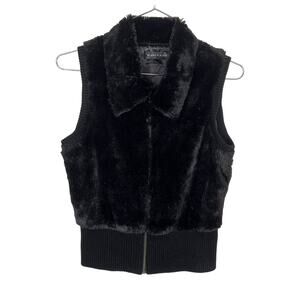 RAMPAGE | Black Fleece & Knit Zip Up Collard Vest | Girl's